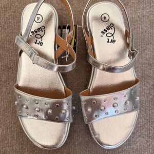 art class Metallic Silver Studded Slingback Sandals